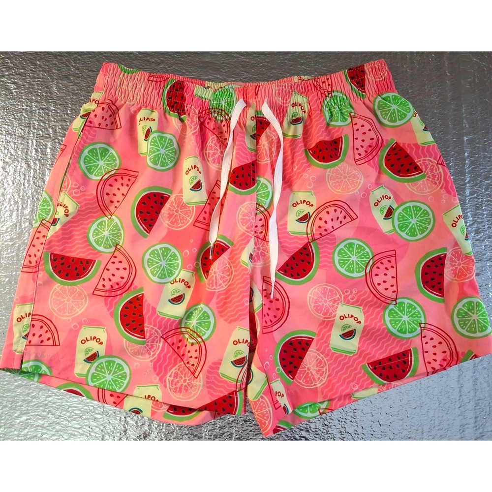 Chubbies Swim Trunks Mens Large Lolipop Watermelon & Limes Shorts Tropical Lined